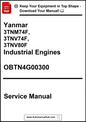 Service manual cover for Yanmar industrial engines with contact information.