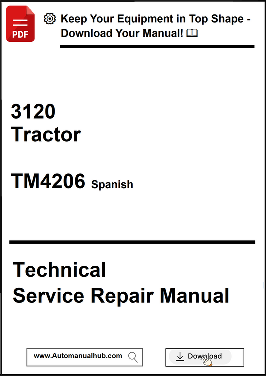 Technical Service Repair Manual for a 3120 Tractor in Spanish on a white background.