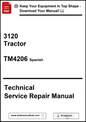 Technical Service Repair Manual for a 3120 Tractor in Spanish on a white background.