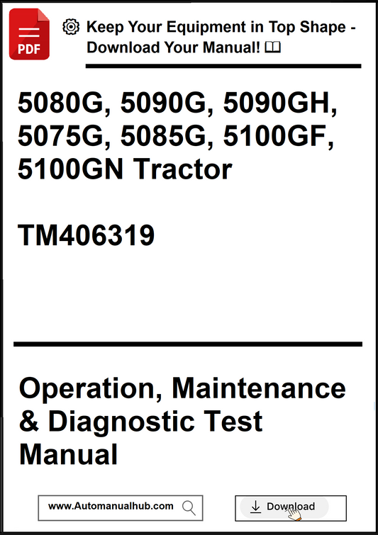 Manual cover for John Deere tractors with model numbers and manual details.