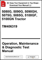Manual cover for John Deere tractors with model numbers and manual details.