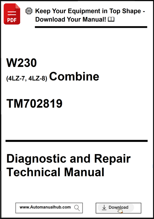 Technical manual cover for W230 combine with diagnostic and repair information.