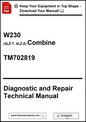 Technical manual cover for W230 combine with diagnostic and repair information.