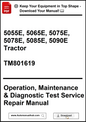 Manual cover for 5055E to 5090E Tractor repair with download link.