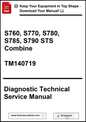 Diagnostic technical service manual for agricultural equipment with a download prompt.