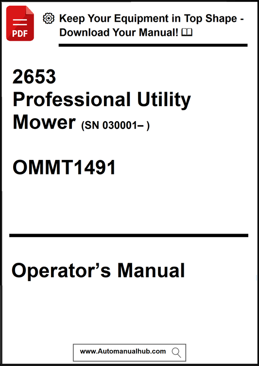 Operator's manual for a professional utility mower with model number OMMT1491.