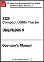 Operator's manual for a 2320 Compact Utility Tractor with contact information.