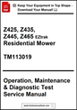 Manual cover for EZtrak Residential Mower with text and branding