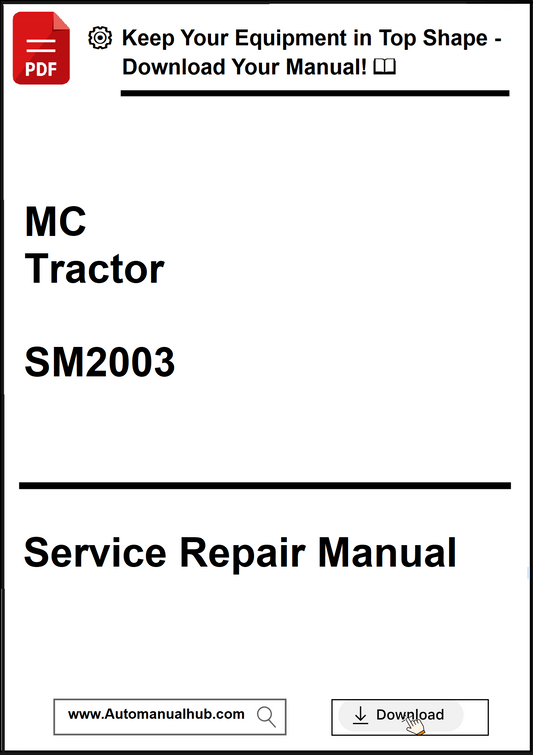 Service repair manual for MC Tractor SM2003 with download prompt.