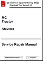 Service repair manual for MC Tractor SM2003 with download prompt.