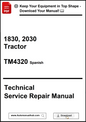 Technical Service Repair Manual for 1830, 2030 Tractor TM4320 Spanish on a white background