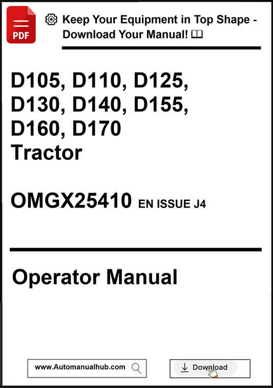 Operator manual for John Deere tractors with model numbers listed on a white background.