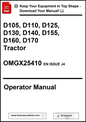 Operator manual for John Deere tractors with model numbers listed on a white background.