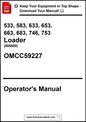 Operator's manual for a loader with contact information and website URL.