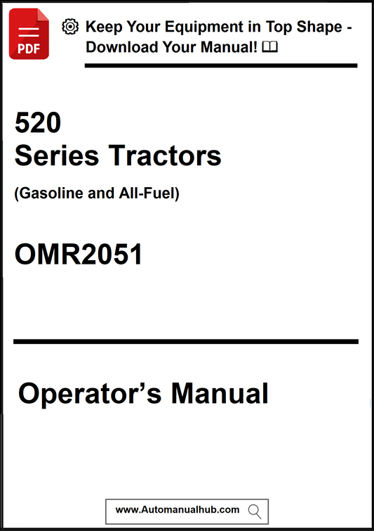 Operator's manual for 520 Series Tractors with text and a download prompt.