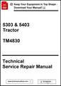 Technical Service Repair Manual for 5303 & 5403 Tractor with download prompt.