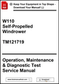 Manual cover for W110 Self-Propelled Windrower with text and branding elements.