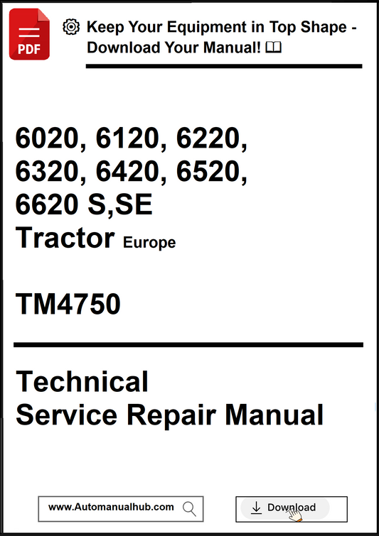 Technical Service Repair Manual for tractors with model numbers listed on a white background.
