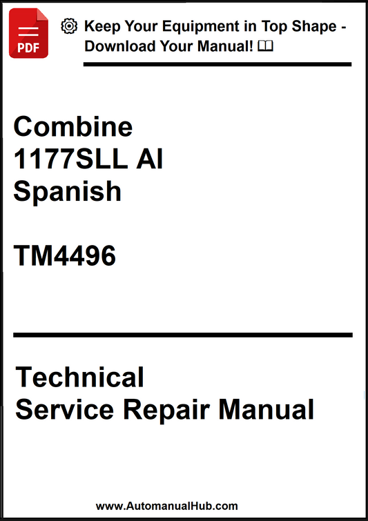 Technical service repair manual for Combine 1177SLL AI in Spanish with a download prompt.