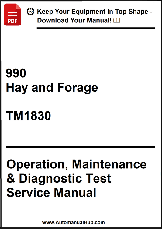Manual cover for 'Hay and Forage' TM1830 with text on a white background