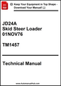 Technical manual cover for JD24A Skid Steer Loader with publication details.