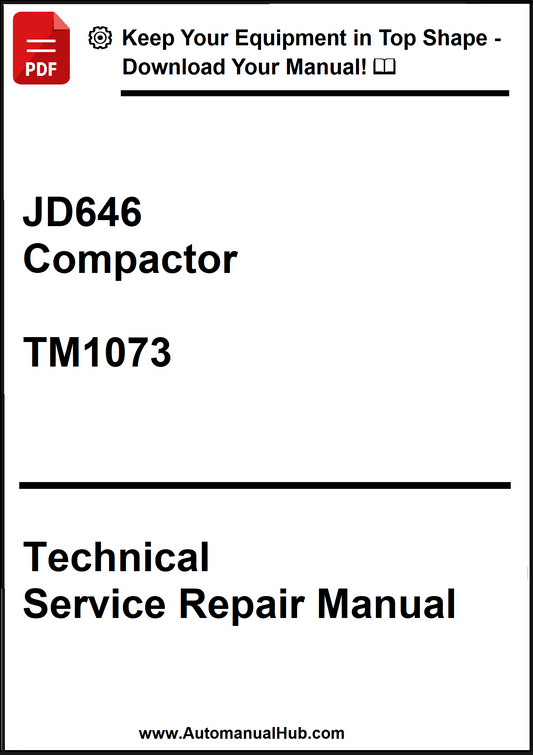 Technical Service Repair Manual for JD646 Compactor TM1073 on a white background