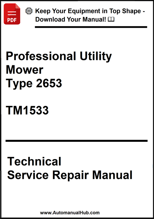 Technical service repair manual for Professional Utility Mower Type 2653 on a white background