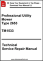 Technical service repair manual for Professional Utility Mower Type 2653 on a white background