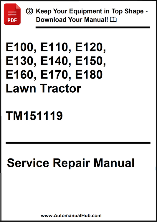 Service repair manual for John Deere lawn tractors on a white background
