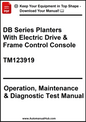 Manual cover for DB Series Planters with Electric Drive & Frame Control Console, featuring text and a download button.