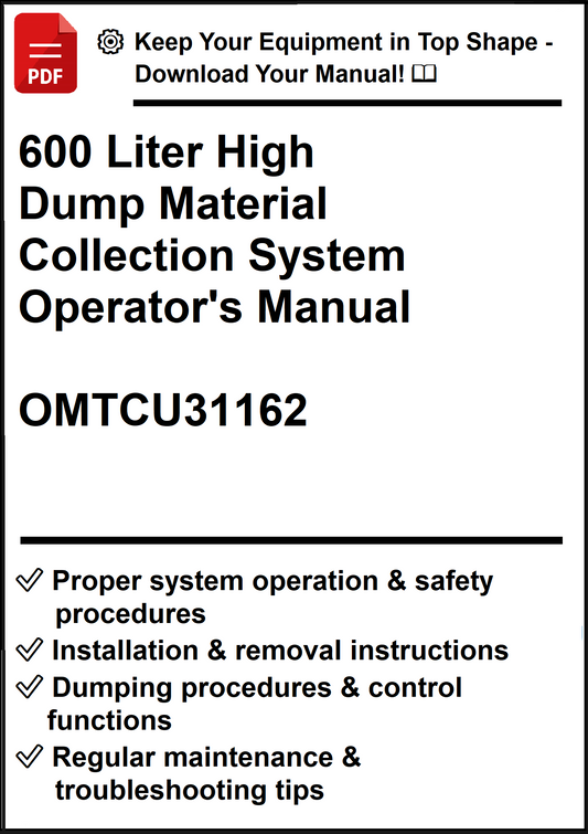 John Deere 600 Liter High Dump Material Collection System Operator's Manual OMTCU31162 - PDF