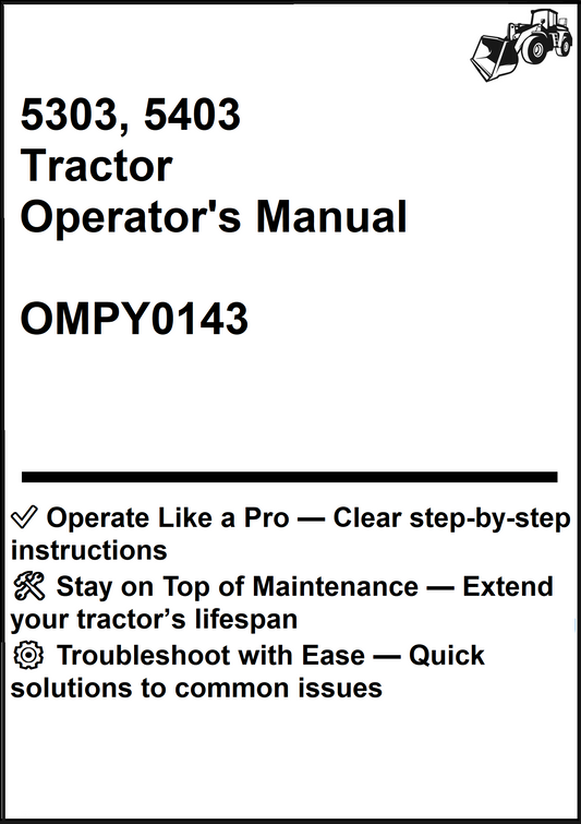 John Deere 5303, 5403 Tractor Operator's Manual OMPY0143 - PDF