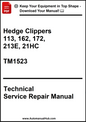 Technical Service Repair Manual for hedge clippers with model numbers and publication details.