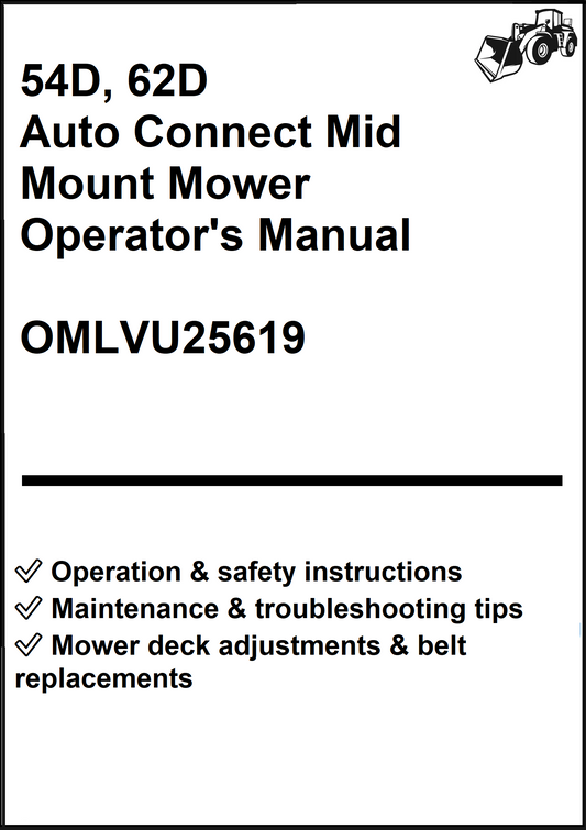 John Deere 54D, 62D Auto Connect Mid Mount Mower Operator's Manual OMLVU25619 - PDF
