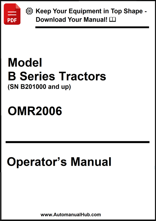 Operator's manual for Model B Series Tractors with a download prompt at the top.