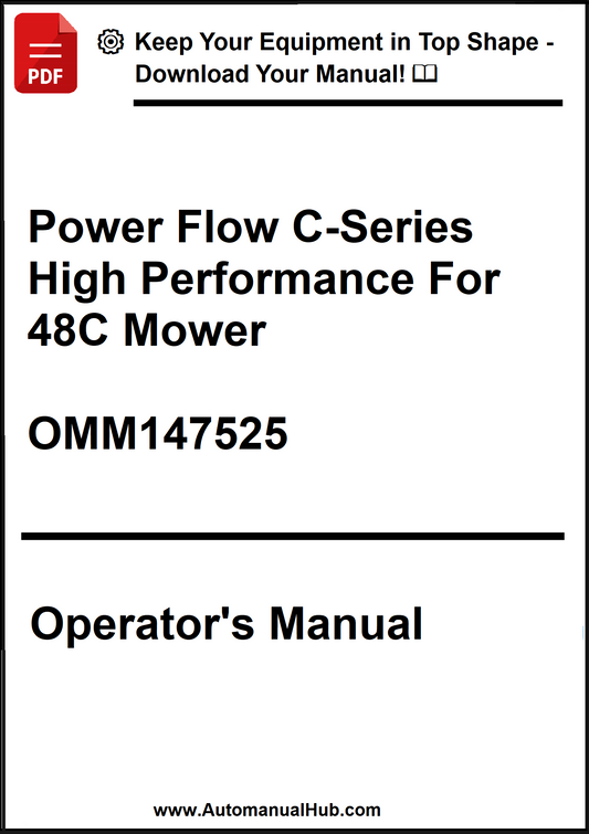 Operator's manual for Power Flow C-Series High Performance 48C Mower with a download prompt.