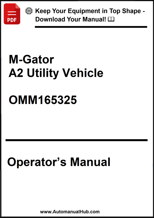 M-Gator A2 Utility Vehicle operator's manual on a white background