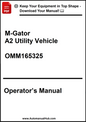M-Gator A2 Utility Vehicle operator's manual on a white background