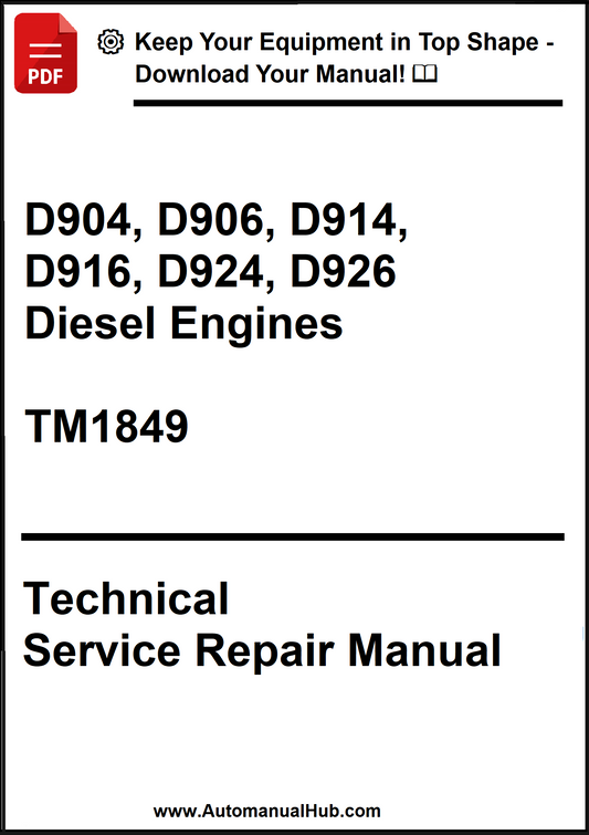 Technical service repair manual for diesel engines on a white background