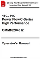 Operator's manual for 48C, 54C Power Flow C-Series High Performance equipment on a white background.
