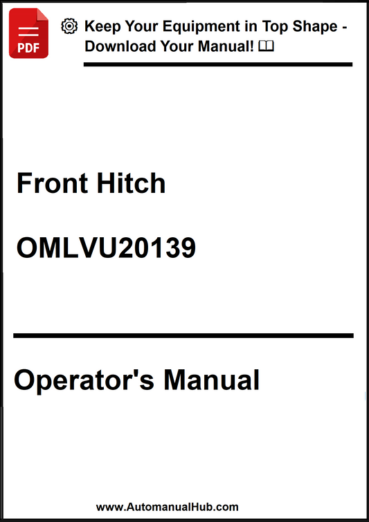 Front Hitch operator's manual with model number OMLVU20139 on a white background.