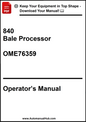John Deere 840 Bale Processor Operator’s Manual OME76359 - PDF