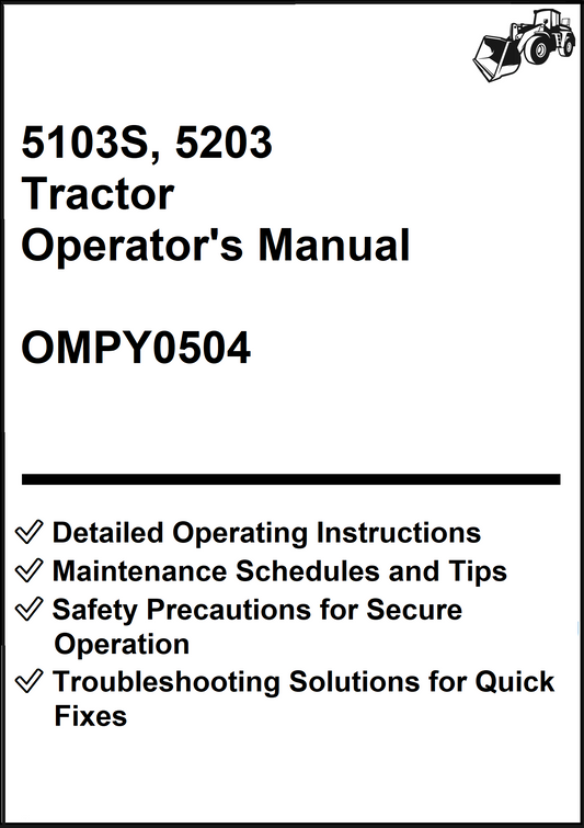 John Deere 5103S, 5203 Tractor Operator's Manual OMPY0504 - PDF