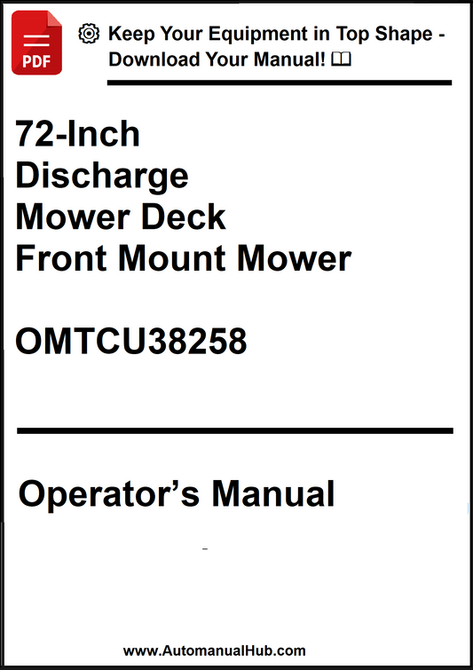 John Deere 72-Inch Discharge Mower Deck For Front Mount Mower Operator's Manual OMTCU38258 - PDF