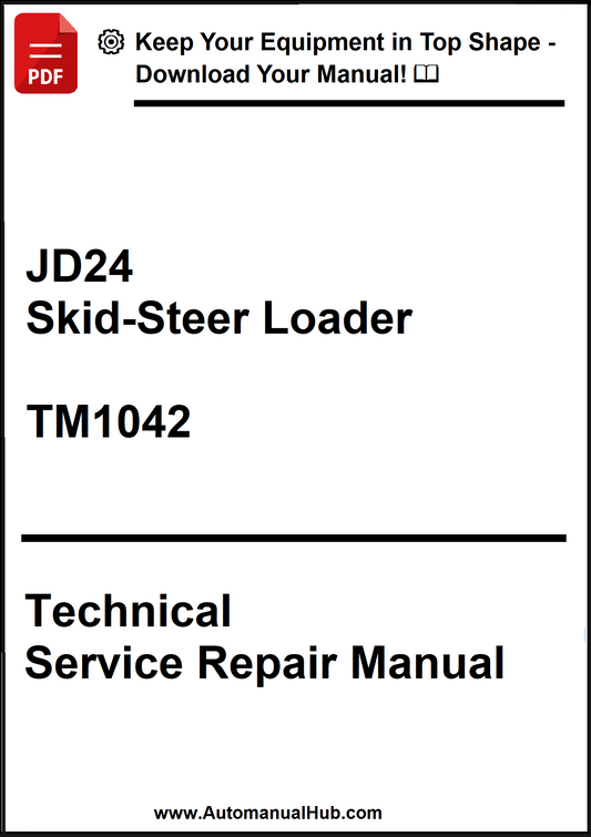 Technical Service Repair Manual for JD24 Skid-Steer Loader with visible branding and text.