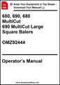 John Deere 680, 690, 680 MultiCut and 690 MultiCut Large Square Balers Operator’s Manual OMZ92444 - PDF