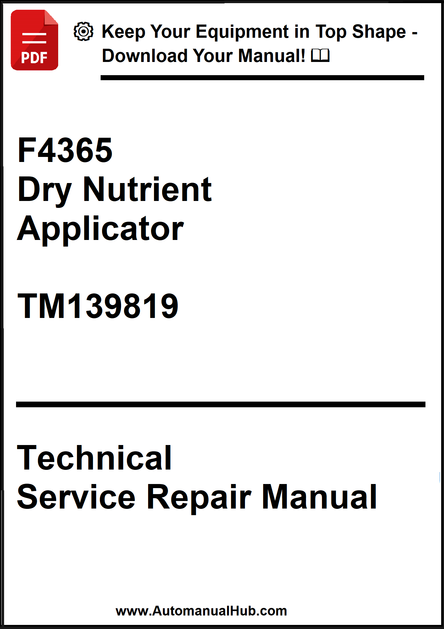 Technical Service Repair Manual for a dry nutrient applicator with a download prompt.