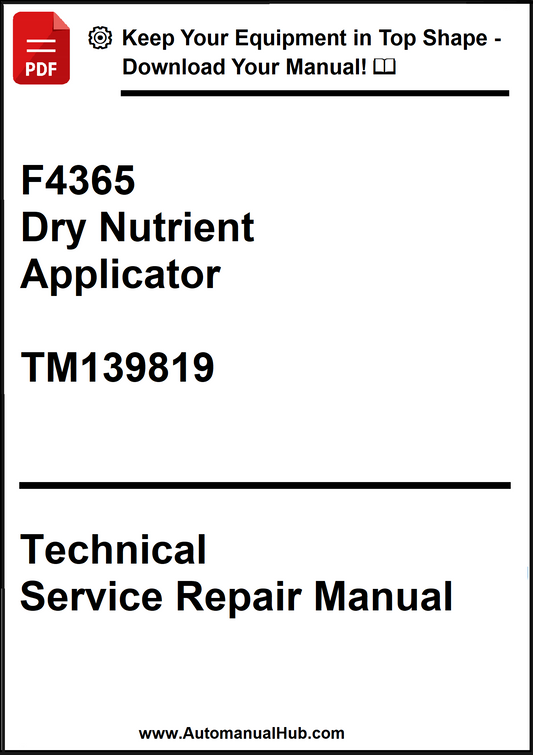 Technical Service Repair Manual for a dry nutrient applicator with a download prompt.
