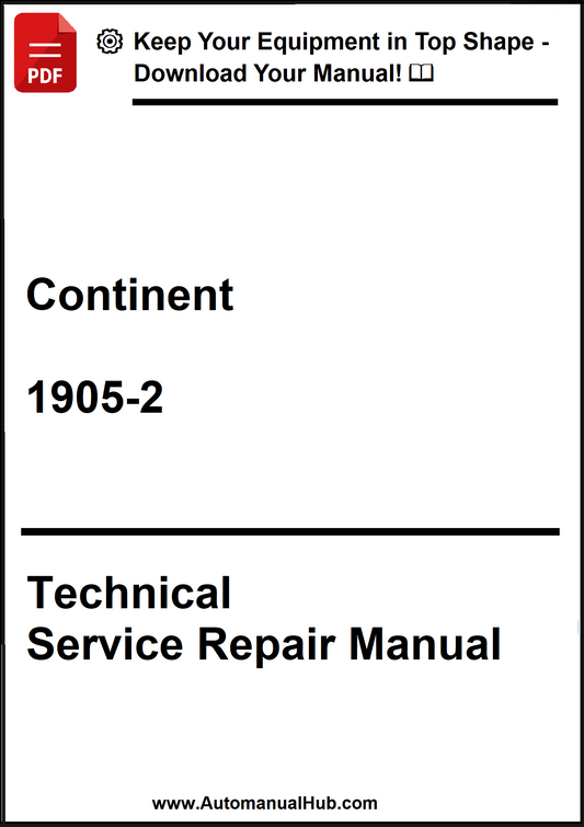 Technical Service Repair Manual for Continent 1905-2 with promotional text at the top.