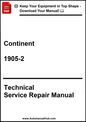 Technical Service Repair Manual for Continent 1905-2 with promotional text at the top.